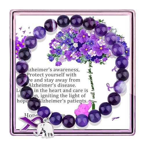 Alzheimer's Bracelets Alzheimer's Awareness Products Dementia Jewelry Alzheimer's Products Purple Bracelets Purple Beaded Bracelet