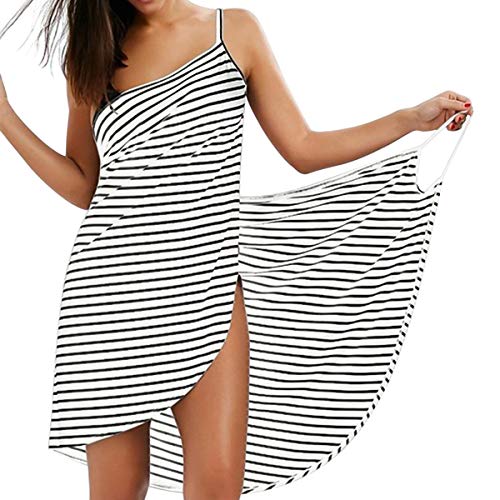 LumiSyne Strandkleider Damen Bikini Badeanzüge Cover Ups Ärmellos Wickelrock Sexy V Ausschnitt Strandponcho Mode Streifen Pareos Lose Stil...