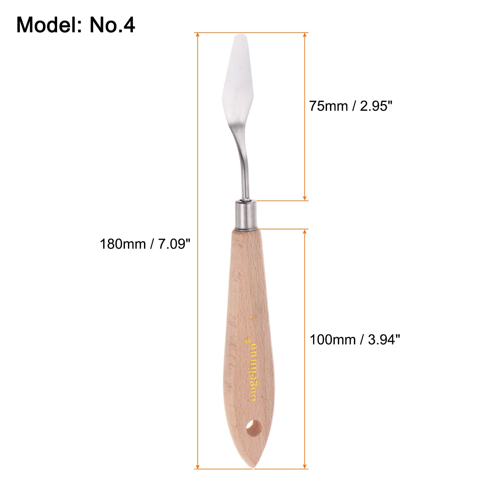 HARFINGTON No.4 Painting Palette Knife Stainless Steel Pointy Spatula Pallet Knife with Beech Wood Handle for Oil Acrylic Paint Canvas Mixing Spreading