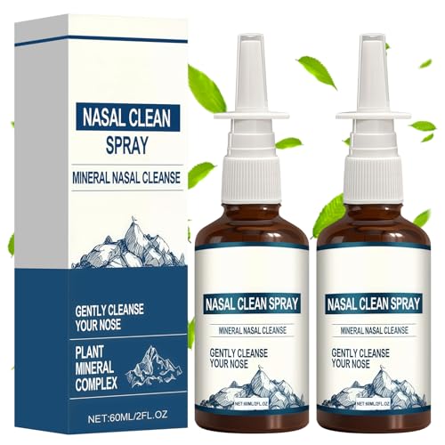 MQG 2Pcs Iodine Nasal Spray Daily Nasal Cleanse & Care Mist with Fulvic Acid Fine Mist Non-Medicated Nasal Spray for Dry Air Travel & Daily Use