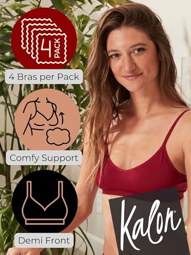 Image of Kalon Women's 4 Pack Demi Padded Bralette Wireless Comfortable Bra