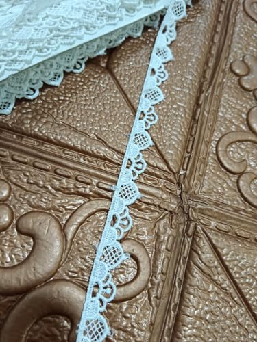 Image of White Floral Embroidered Lace Border for Sewing Craft Decoration Dress Saree Blouse Dupatta Kurti Curtain and DIY Art Work (RM-LACE48-1)