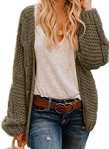 Dokotoo Womens Cardigans Sweaters Ladies Open Front Long Sleeve Solid Cable Knit Chunky Ribbed Winter Sweater Cardigans Oversized Fashion Loose Cardigans Coats Outerwear