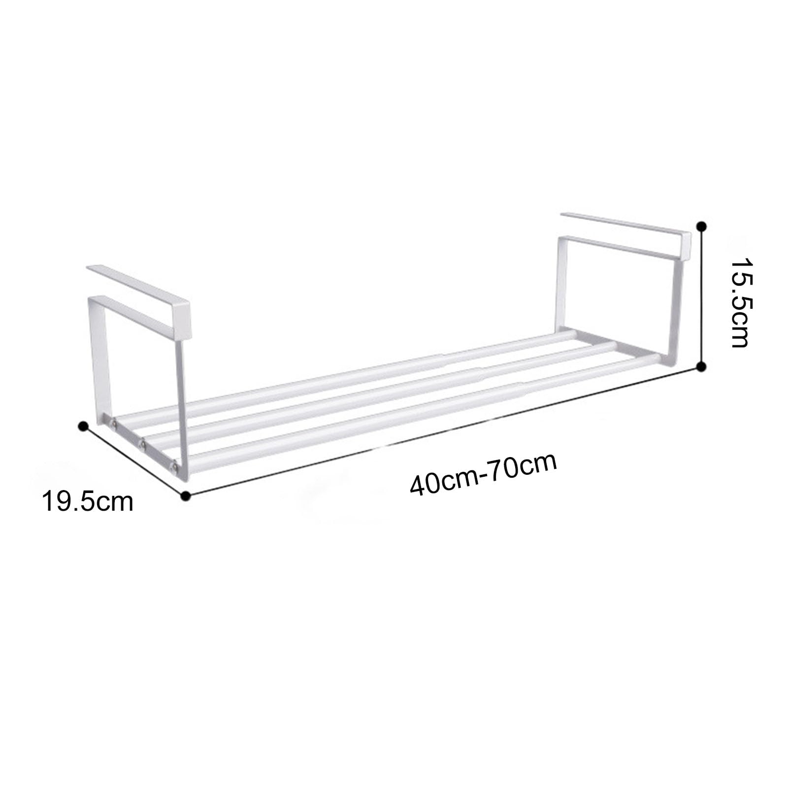 ViWaVee Wiszący regał na buty, organizer w szafie, możliwość rozszerzenia 40-70 cm, organizer pod szafkę – idealny do przechowywania i organizacji w kuchni lub na ubrania (biały, 1 szt.)