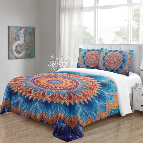 Parure de lit fleurs polygonales 3D housse de couette microfibre double 200x200cm ado