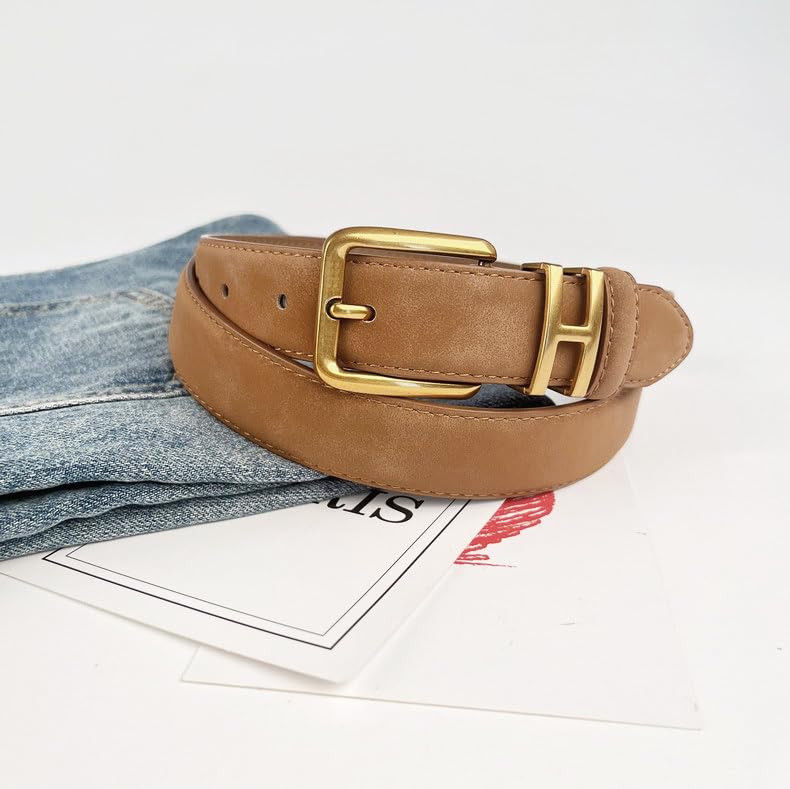 Womens Belt for Jeans Genuine Suede Leather Belt，Womens Skinny Belts for Pants Dresses4