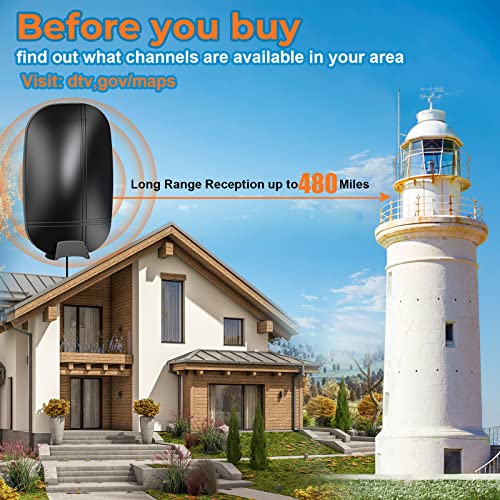 Amplified 520+ Miles Digital Tv Antenna For Smart Tv, 2023 Updated Powerful Hd Indoor Outdoor Antenna Long Range For Tv Amplifier Signal Booster/35Ft Coax Cable£¬Support 4K 1080P Free Local Channles #TOP5
