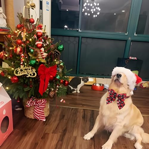 GIUSOBG Weihnachten Hundehalsband 2 x 45 cm Verstellbares Hundehalsband Abnehmbare Fliege Pet Halsbänder, Als Dekoration für Haustiere, Katzen und Hunde