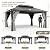 UDPATIO 12' x 16' Hardtop Gazebo,Aluminum Frame Galvanized Steel Double Roof Permanent Gazebo, Outdoor Metal Gazebos with Mosquito Netting and Curtains for Garden, Parties, Patio, Deck, Lawns, Grey