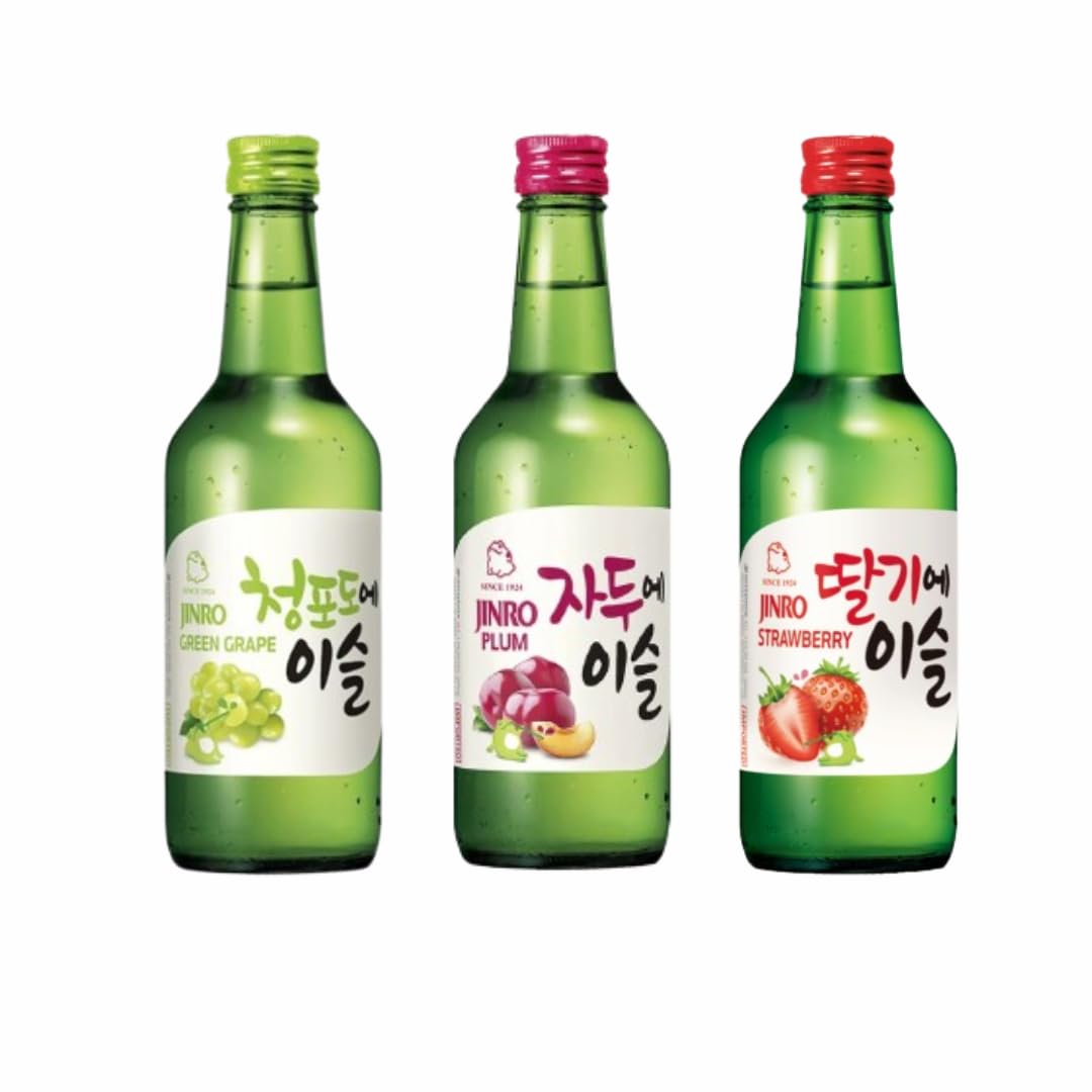 Wondermarket Soju Bebidas Coreanas Jinro. Ciruela, Uva y Fresa 350mlx3