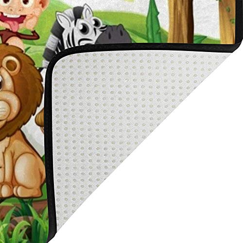 Grand tapis enfant vert forêt idéal pour créer un coin lecture dans le salon