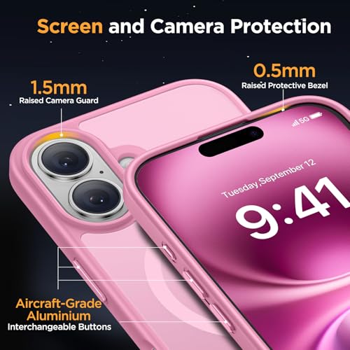 Image of Miracase Magnetic Series for iPhone 16 Case [Compatible with MagSafe] Military-Grade Protection, Anti-Fingerprint, Slim Phone Case for iPhone 16 6.1 inch - Messy Pink