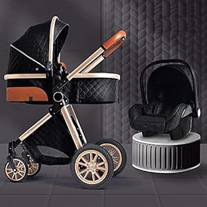 Zhiding Babykar 3 in 1 opvouwbare buggy 156-wheeler, kinderwagen met extra grote luchtwielen, voor kinderen schakelbare fietswalking, lange reis voor pasgeboren en peuter (Color : Black)