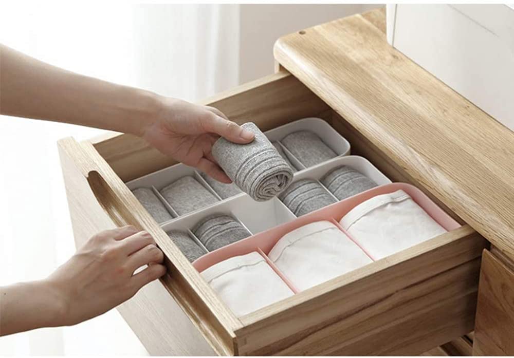 4 Pezzi 3 Scomparti Scatola Portaoggetti per Biancheria Intima Calze Cassetto Organizzatore Divisori Scatole Portaoggetti per Riporre Asciugamani Cravatte