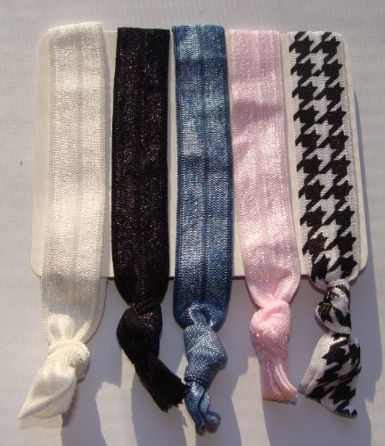 No Crease Hair Ties - Houndstooth - Set of 5 - By Kenz Laurenz