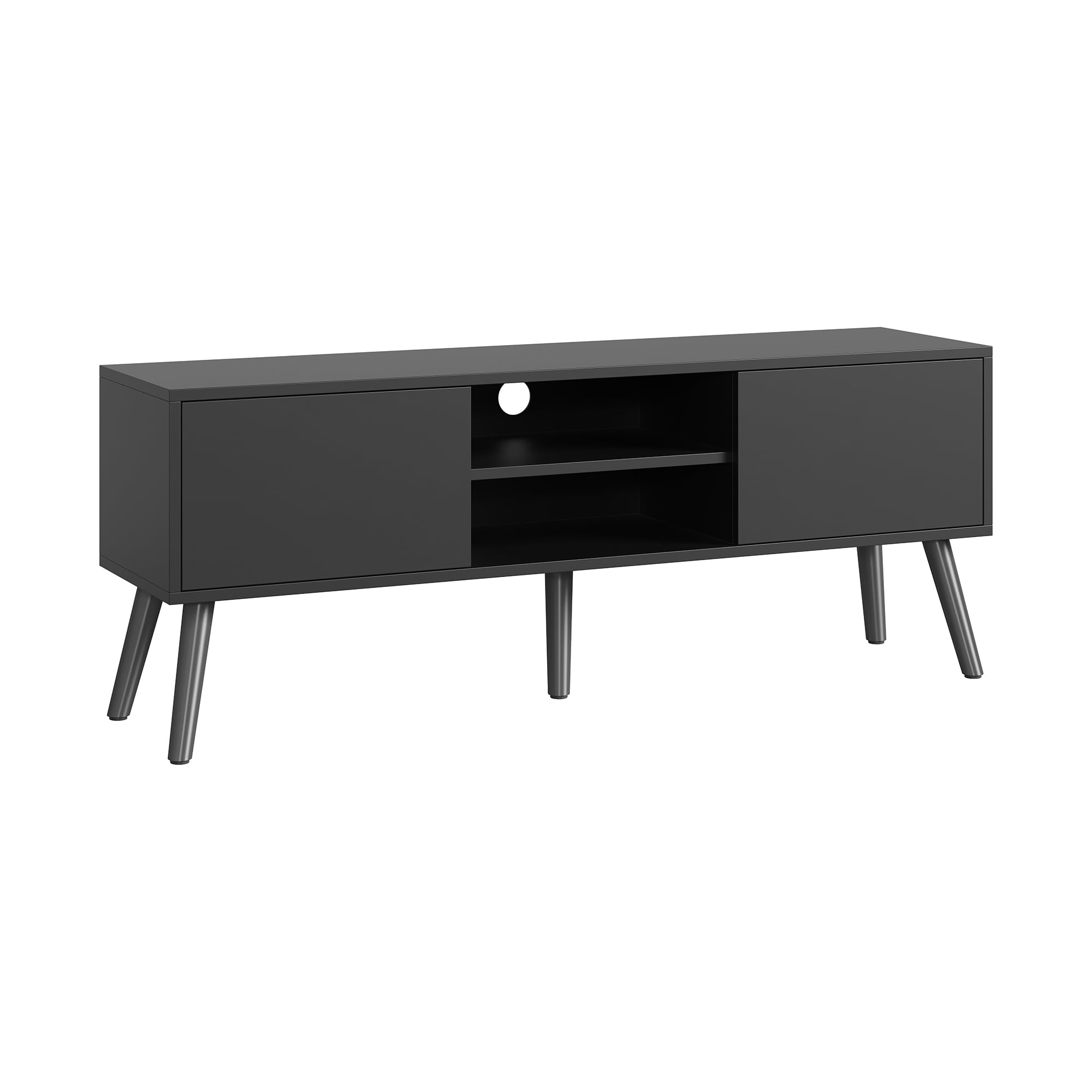 TV Stand Dark Grey 2 Door Shelves Living Room - Dettaglio