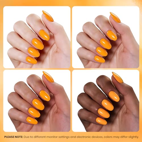 Image of Beetles Orange Gel Nail Polish - 1pc 15ml Bright Carrot Orange Yellow Color Soak Off UV LED Gel Polish, Glossy Solid Colors Nail Art, Vibrant Nails Design for DIY Salon Manicure