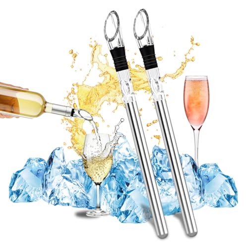 Weinkühler mit Kühlstab 2 Stück Weinflaschen-Kühlstange aus Edelstahl Geschenk für Weinliebhaber