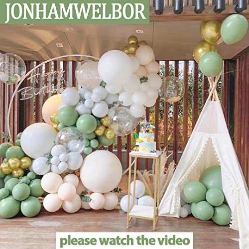 Image of Jonhamwelbor Sage green Balloons Olive Green Eucalyptus Green 100 Pack 12 inch Matte Latex Helium Balloons for Birthday Baby Shower Retro Neutral Wedding Party Decorations