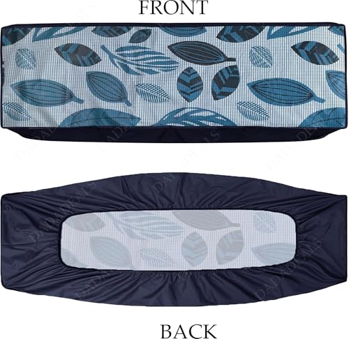 Image of Split AC Cover Combo Set 1.5 Ton | Indoor Outdoor Waterproof & Dustproof Protection | Durable, Breathable Fabric | These Covers Help Maintain Airflow | Blue White Leaves