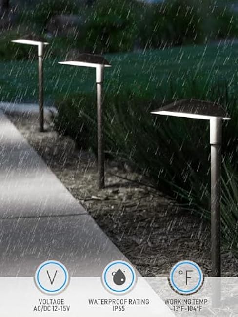 LEONLITE Low Voltage Landscape Lights, 5W Anti-Glare LED Pathway Lights, Aluminum Housing, IP65 Waterproof for Outdoor Path Sidewalk Walkway Yard, 5000K Daylight, Pack of 6