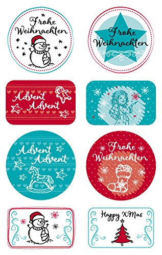 Preisvergleich Produktbild AVERY Zweckform 52892 Weihnachtssticker, Weihnachtsgruß, 8 Aufkleber