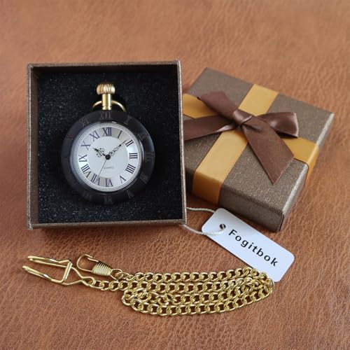 Image of Vintage Quartz Pocket Watches for Men with Chains, Analog Pocket Watch for Women, Gifts for Dad /Grandpa Gifts for Him for Birthday