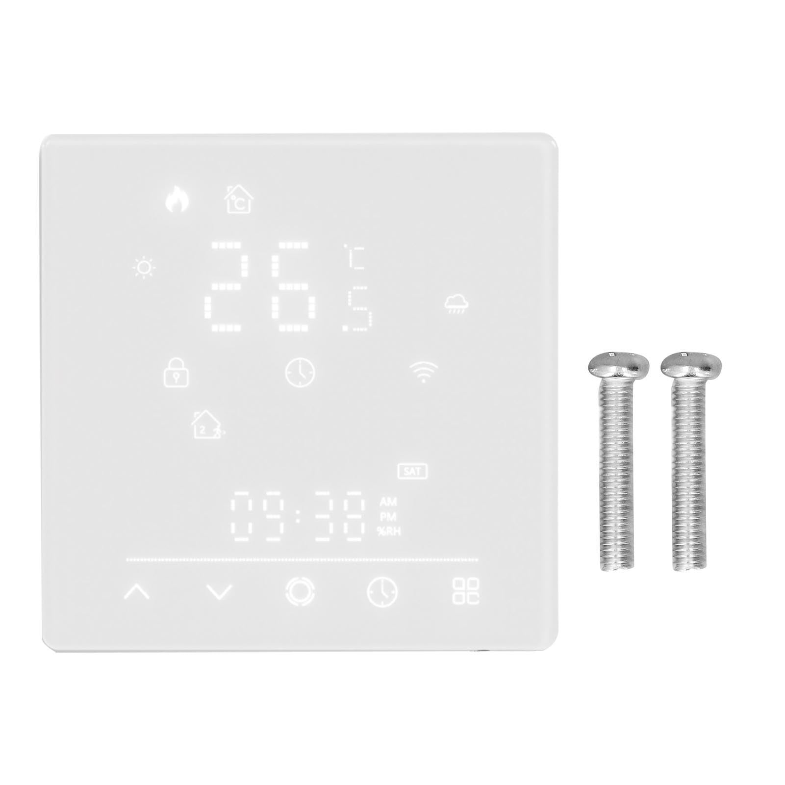 Controlador de Temperatura Inteligente de Alta Precisión Sensor de Coeficiente de Temperatura Negativo para Hoteles Supermercados, Carcasa de PC IP20 (Blanco)