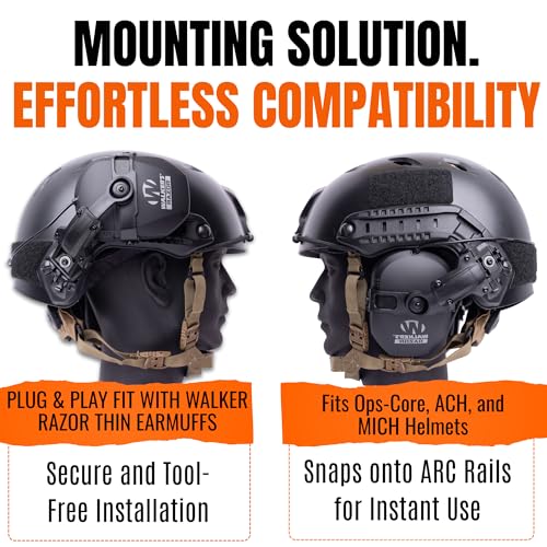 Adaptador de riel ARC rotatorio para acoplar orejeras Walker's Razor en casco 2