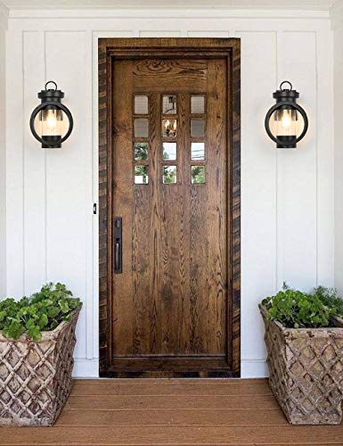 Dusk To Dawn Sensor Industrial Outdoor Wall Sconce Modern Exterior Wall Mounted Light Fixture Waterproof Outdoor Wall Lantern, Matte Black Outside Wall Lamp With Seeded Glass For House, Porch, Garage #TOP7