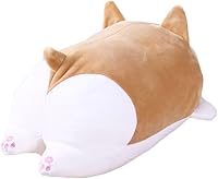 Vista 7 de Levenkeness Almohada de peluche de perro Corgi, suaves y lindos juguetes de peluche de Shiba Inu Akita (marrón, 30 cm)