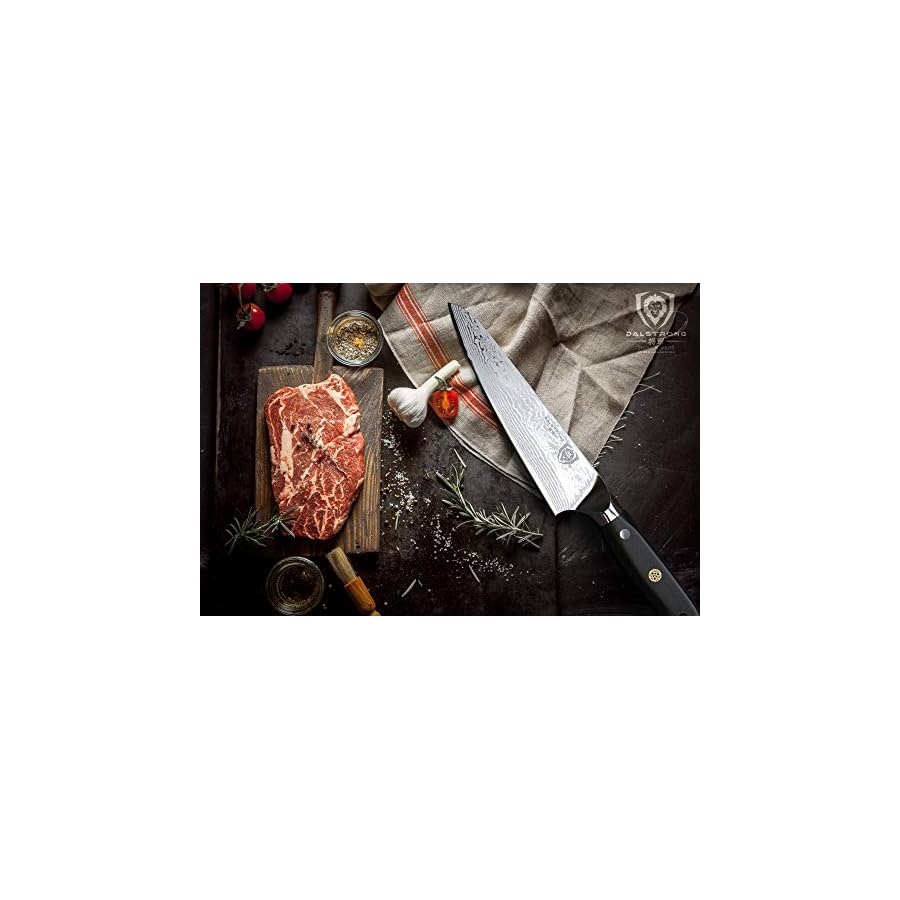 Dalstrong Chef Knife - 7 inch Blade - Shogun Series ELITE - Damascus - Japanese AUS-10V Super Steel - G10 Black Handle - Razor Sharp Kitchen Knife - Full Tang Cooking Chef's Knife - Sheath