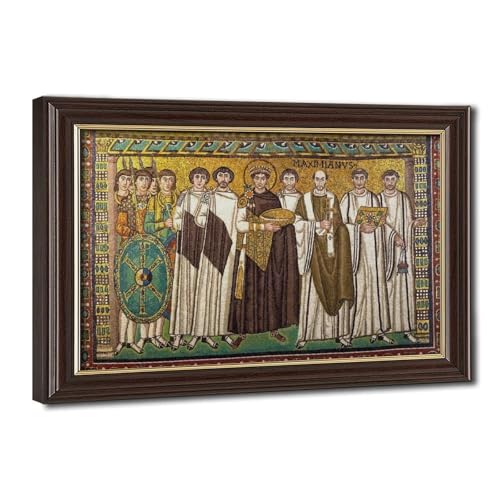 Toile de mosaïque byzantine empereur Justinien cadre suspendu 20x30 cm