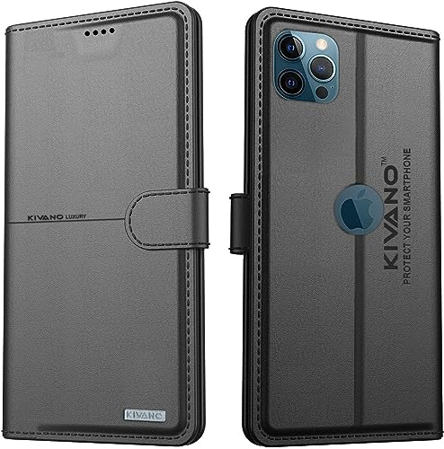 Image of KIVANO Compatible with Apple iPhone 12 Pro Max Flip Cover | Leather Finish | Inside Pockets & Inbuilt Stand | Shockproof Wallet Style Magnetic Closure Back Cover Case