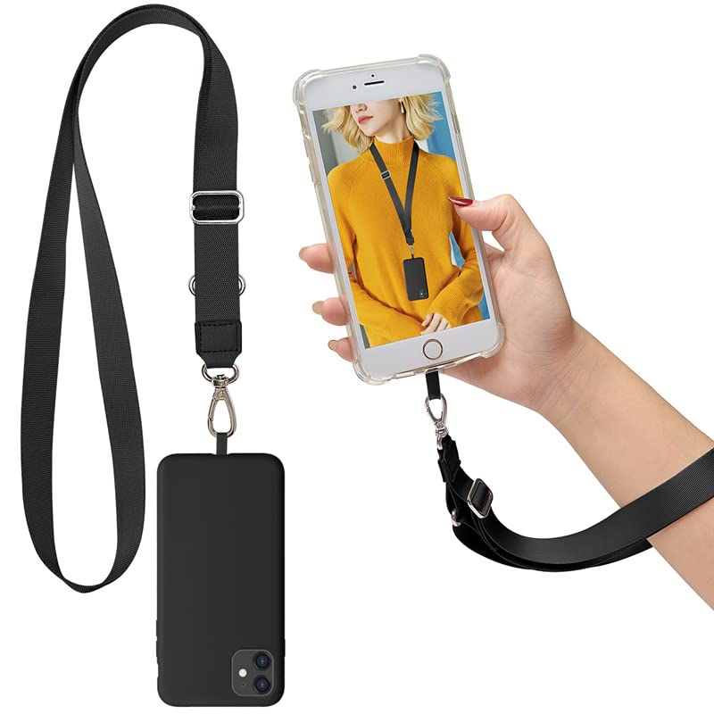 Adjustable Neck Strap Phone Lanyard Multifuctional Patch Phone Polyester Lanyards Compatible with Most Smartphones