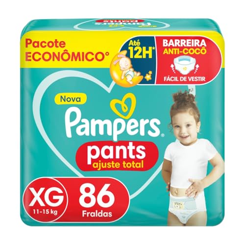 Fralda Pampers Pants Ajuste Total tamanho XG, Fácil de Vestir, 86 Unidades