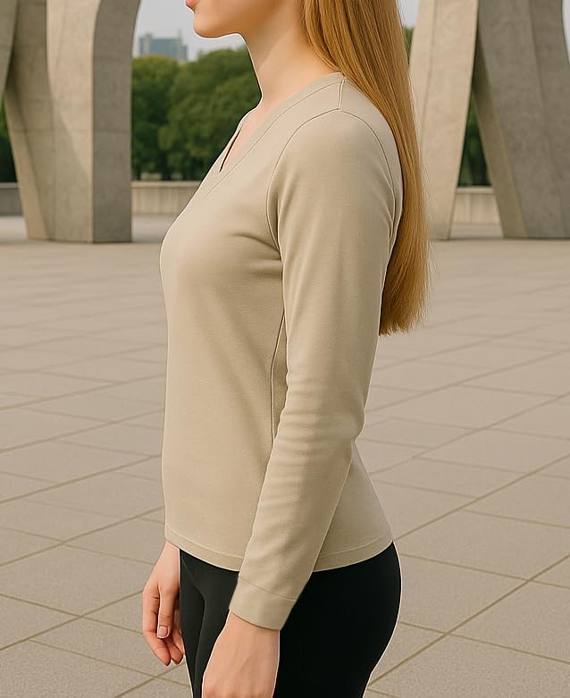 Womens Ultra Soft Long Sleeve Top | UV Sun Protection | Base Layer | All Season Performance V Neck Shirt | Multi Packs - Image 3