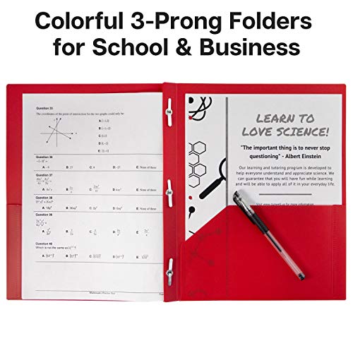 Dunwell Plastic Pocket Folders With Prongs - (24 Pack, Assorted Colors), 2 Pocket 3 Prong Folders, Durable Plastic Folders With Pockets And Brads, Bulk Poly 2 Pocket Folder With Clasp, Labels Included #TOP3