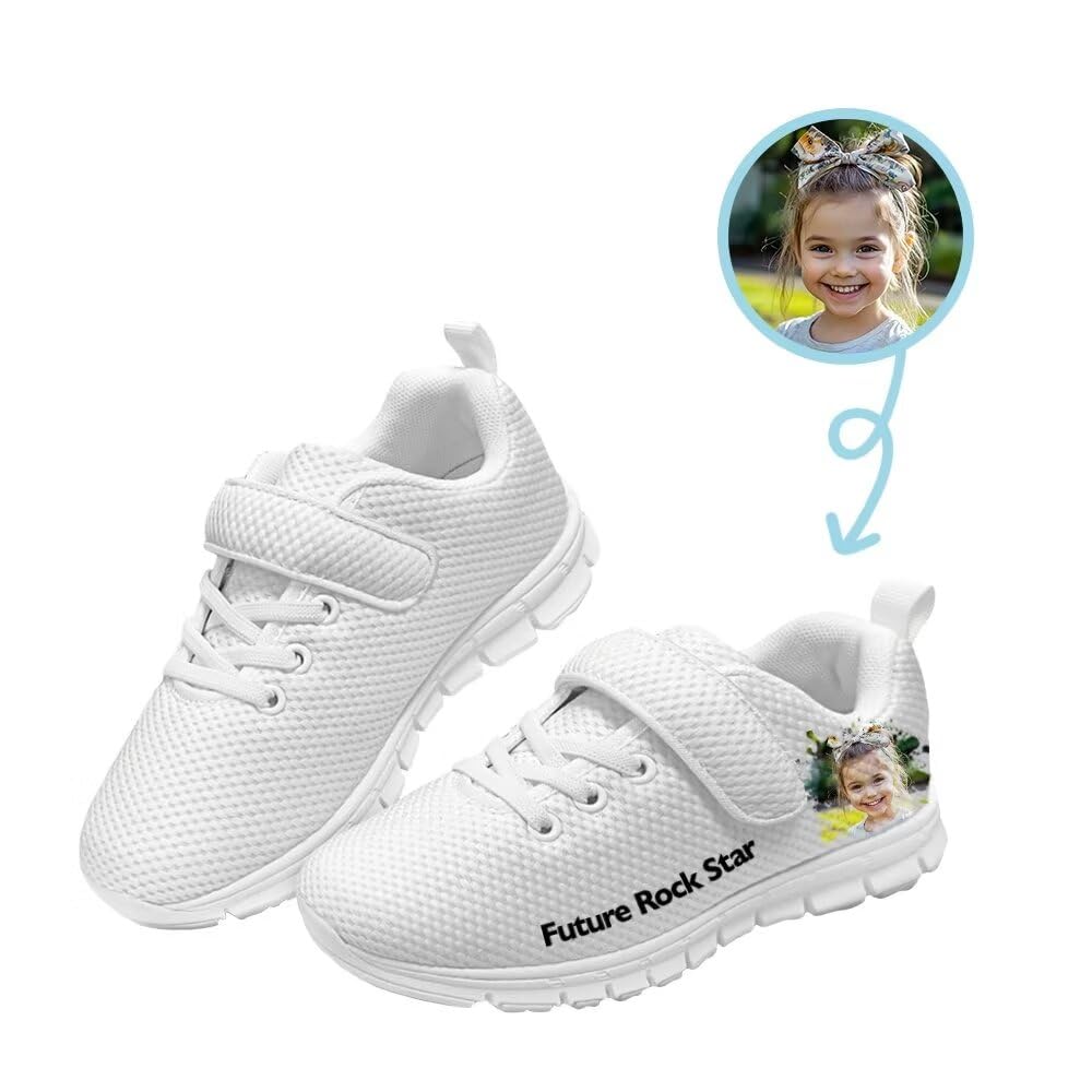 Cugasmaru Custom Kids Running Shoes with Faces Customize Boys Tennis Shoes Personalized Kids Slip On Shoes with Photo Customized Gym Athletic Shoes Size 13