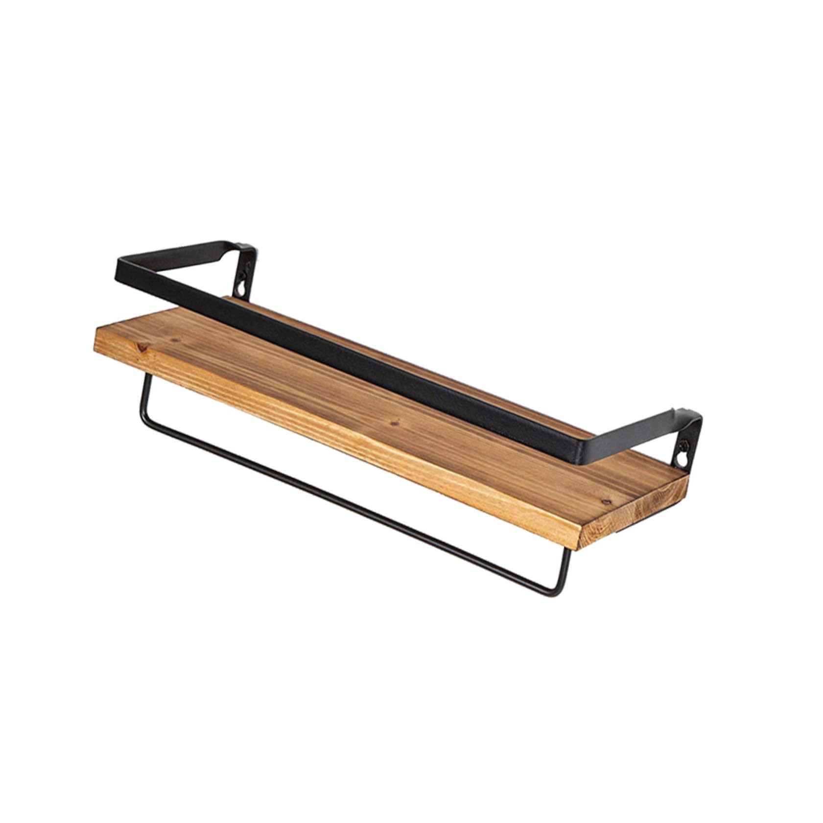 Étagère suspendue murale en bois de pin marron Lurrose pour le rangement de la maison