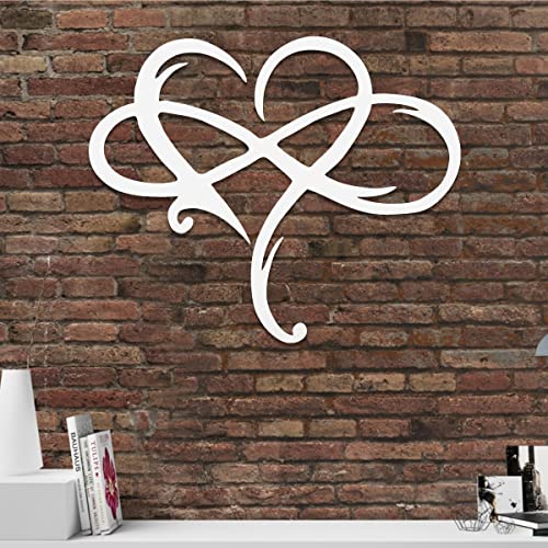 Infinity Heart Metal Wall Decor, Unique Infinity Heart Wall Decor Love Sign Plaque Steel Art Geometric Wall Decor Set Cut Out for Living Room, Bedroom, Indoor and Outdoor (white)13.8×11.5 inch) - Image 6