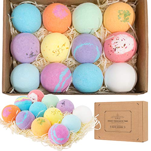 Bath Bombs Set, 12 Pcs Bath Bomb Set Rich in Essential Oils, Shea Butter, Sea Salt, Handmade Bath Bomb Gift Set for Women, Kids, Wife, Mom, for Bubble Baths and Spa Baths, Mothers, Day Gift (Spice)