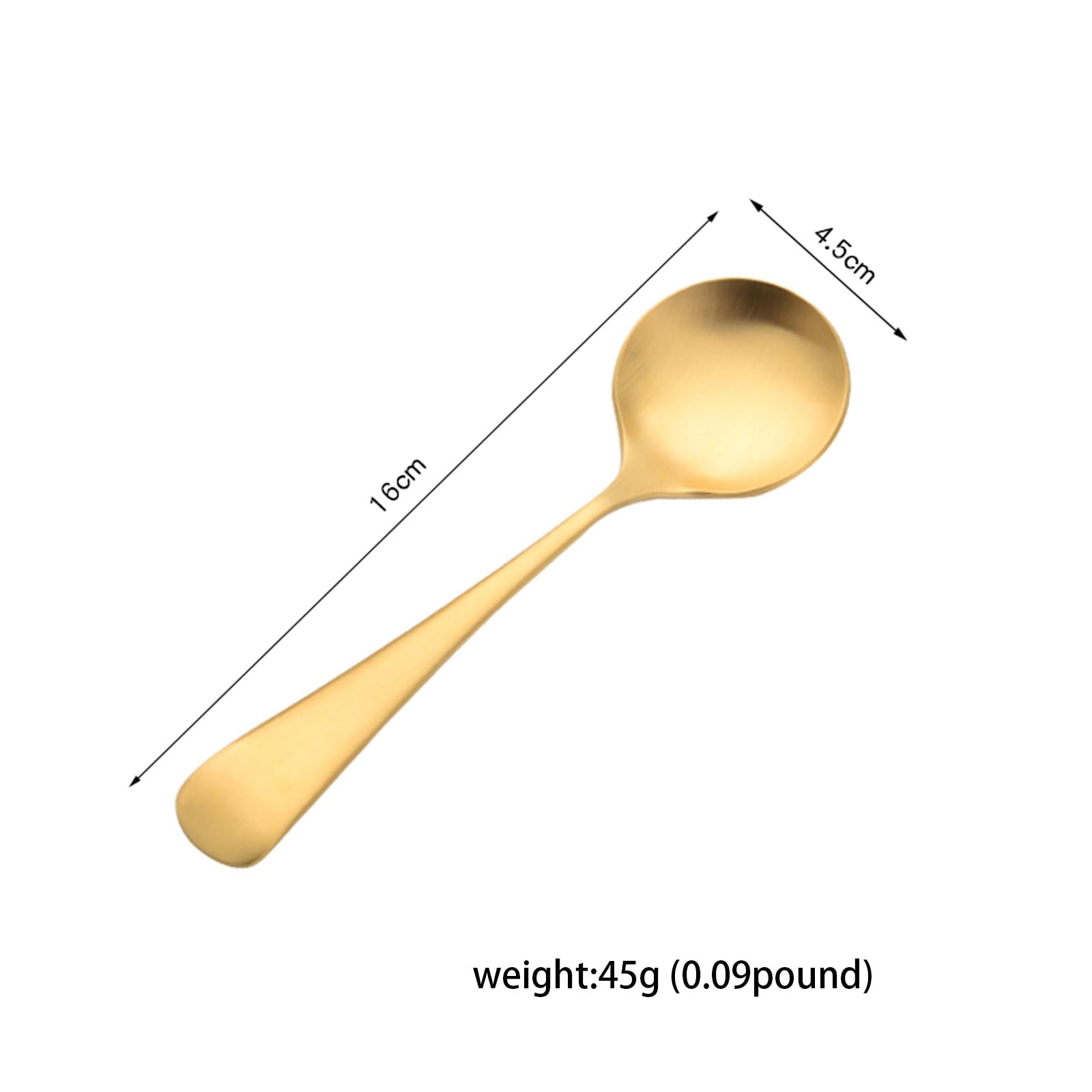 Cuillère à soupe 100 % cuivre pur, 16 cm en laiton givré artificiellement forgé, convient pour les repas à la maison, les restaurants, les desserts, les gâteaux, la crème glacée (5)