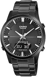 Casio Herrenarmbanduhr, Solar und Funkuhr, Saphirglas, massives Edelstahlgehäuse und Armband