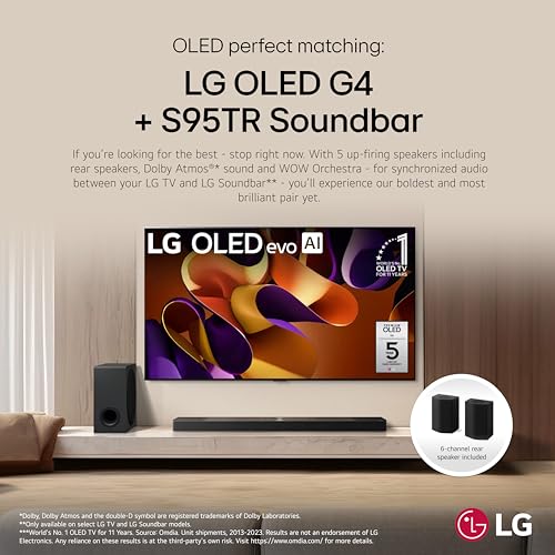 Image of LG S95TR 9.1.5-Channel OLED evo TV Matching Home Theater Soundbar with Rear Surround Speakers and Wireless Subwoofer, Wow Orchestra, Dolby Atmos, WOWCAST Built-in