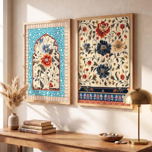 Image of Kotart Indian Art Traditional Floral Paintings for Living Room | Painting for Wall Decoration| Framed Wall Painting for Home Room Bedroom Office Wall Decor| Wall Poster With frames (Art 3, (10x13 inch), Framed)