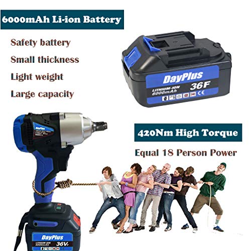 Yiyai 18V Akku-Schlagschrauber 1/2 Zoll Set mit 2 x Akku und EU Ladegerät, 420Nm, 4 Stecknüsse - 14/17/19/22mm, Vorwärts/Rückwärts Drehschlagschrauber mit Koffer – Bild 7