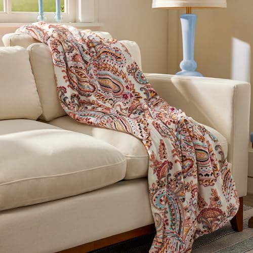 Vera Bradley 28063-16039 Women'S Oversized Fleece Plush Throw Blanket, Sand Paisley thumb #3