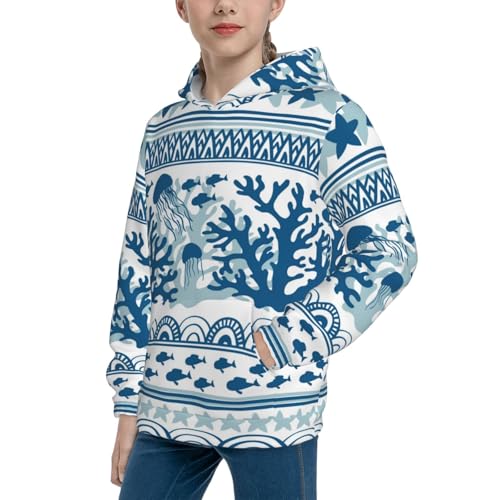 Sea Underwater Jellyfish Kid Hoodies Boys Sweatshirts Girls Pullover with Pocket2