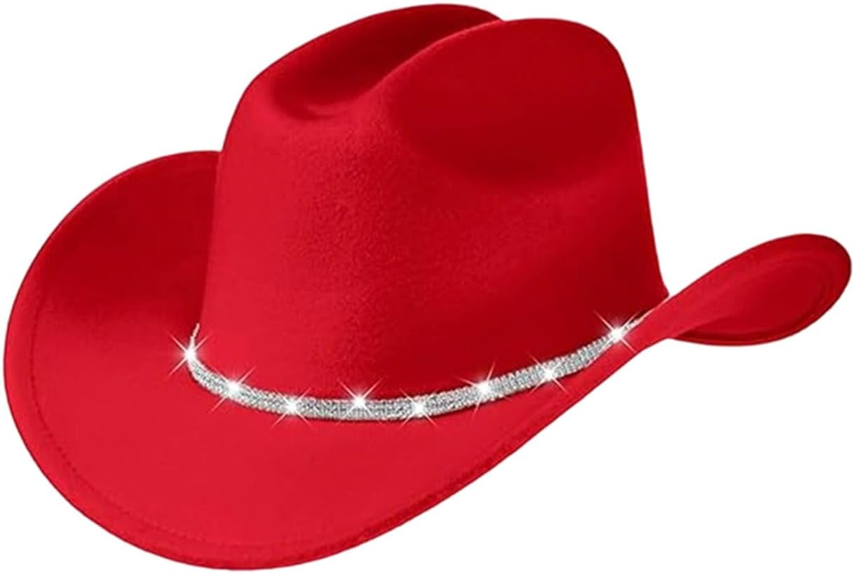 1.Sparkling Cowgirl Hats Adjustable Unisex Lightweight Acrylic Halloween Outdoor Concerts Black Cowboy Hats Unisex